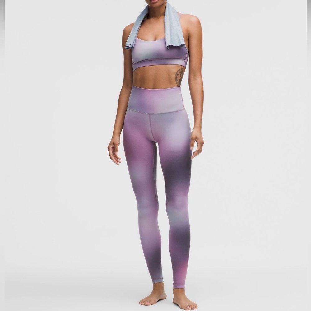 Lululemon Align High-Rise 28" leggings and flow Y bra size 4 aurora haze purple